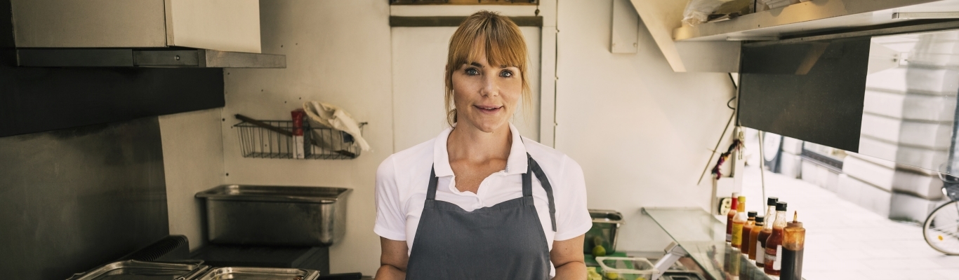 Woman inside food truck